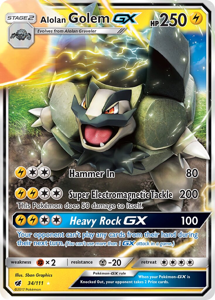 Alolan Golem-GX 034/111 — Crimson Invasion (English Pokémon TCG card)