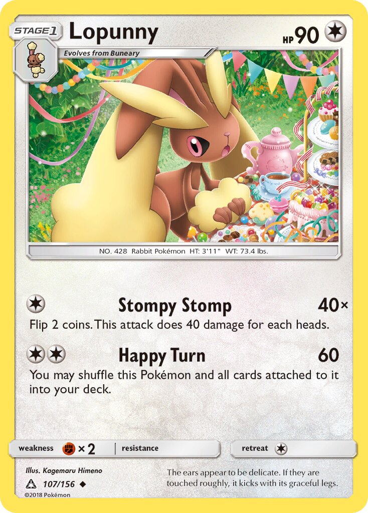 Lopunny 107/156 — Ultra Prism (English Pokémon TCG card)