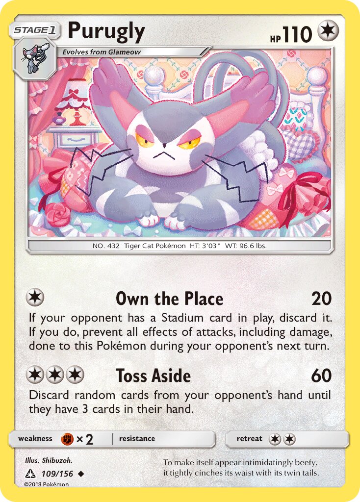 Purugly 109/156 — Ultra Prism (English Pokémon TCG card)