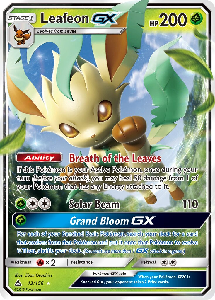 Leafeon-GX 013/156 — Ultra Prism (English Pokémon TCG card)