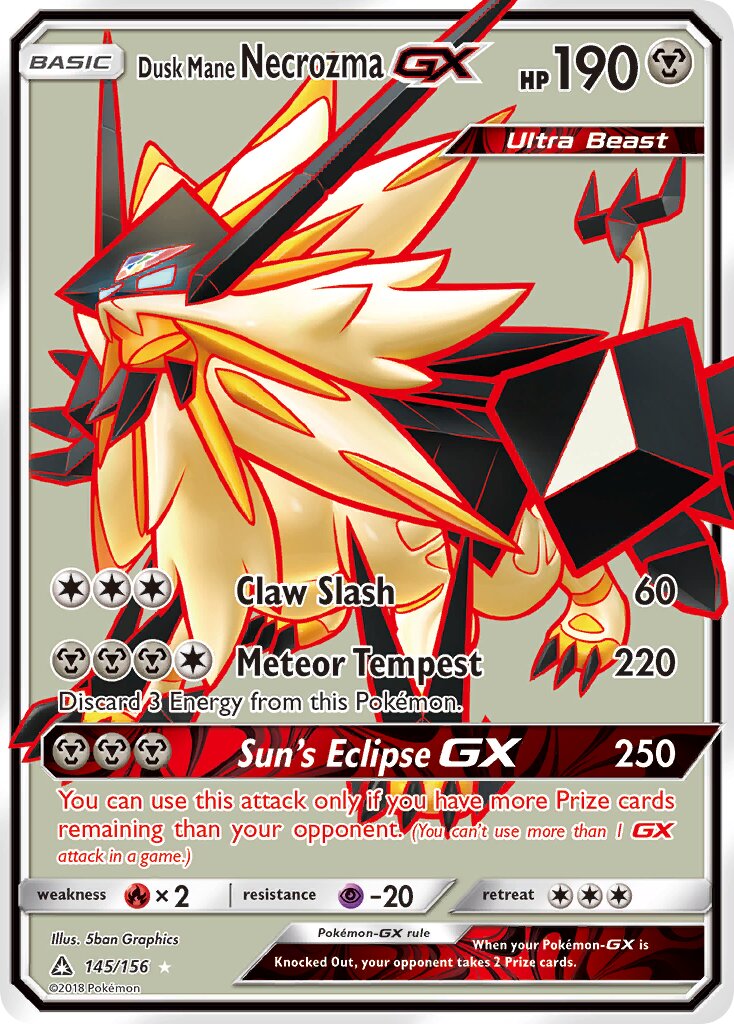 Dusk Mane Necrozma-GX 145/156 — Ultra Prism (English Pokémon TCG card)