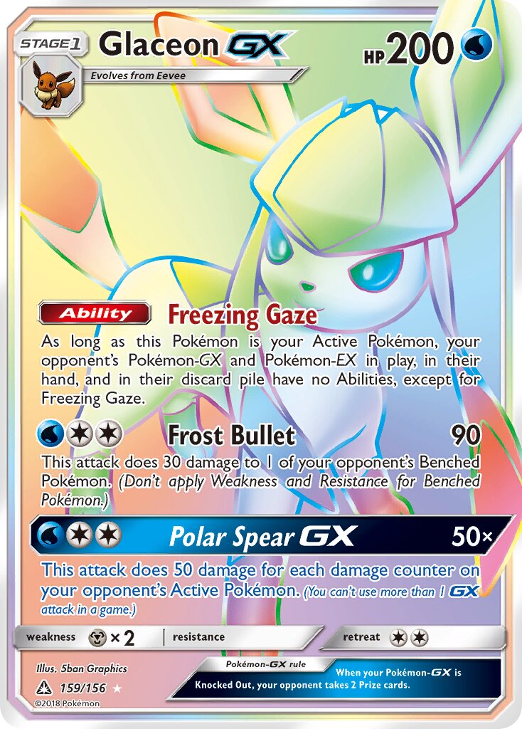 Glaceon-GX 159/156 — Ultra Prism (English Pokémon TCG card)