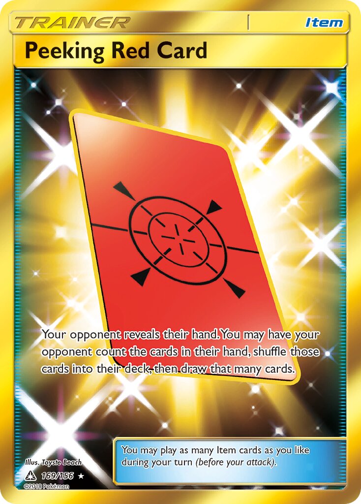 Peeking Red Card 169/156 — Ultra Prism (English Pokémon TCG card)