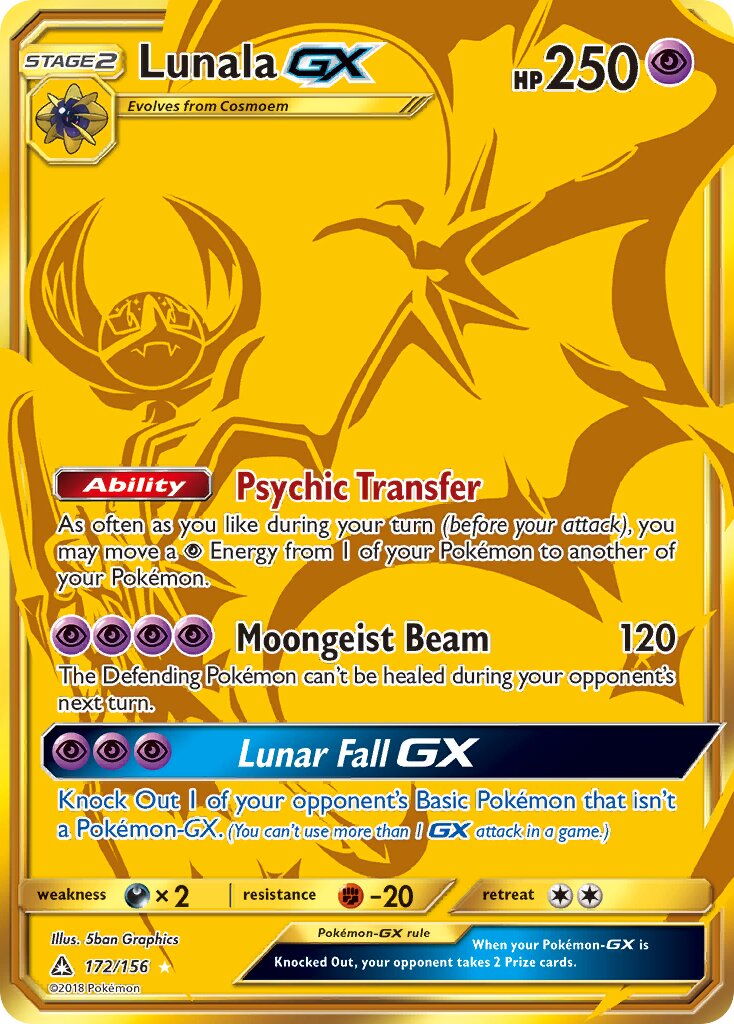 Lunala-GX 172/156 — Ultra Prism (English Pokémon TCG card)