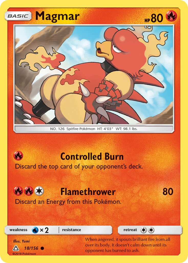 Magmar 018/156 — Ultra Prism (English Pokémon TCG card)
