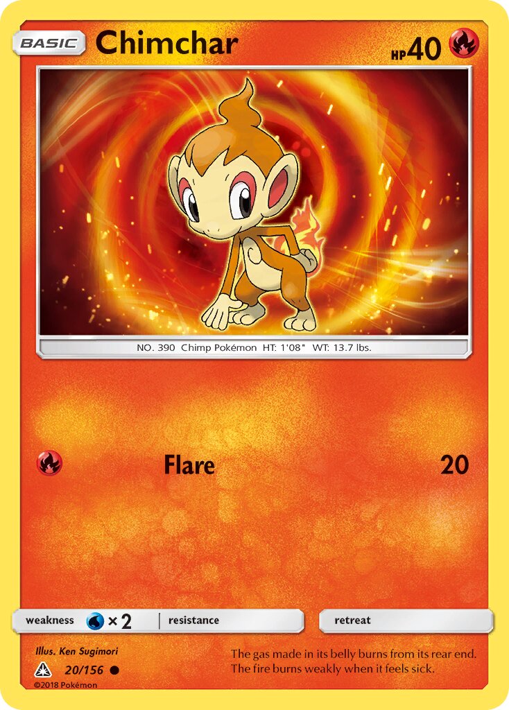 Chimchar 020/156 — Ultra Prism (English Pokémon TCG card)