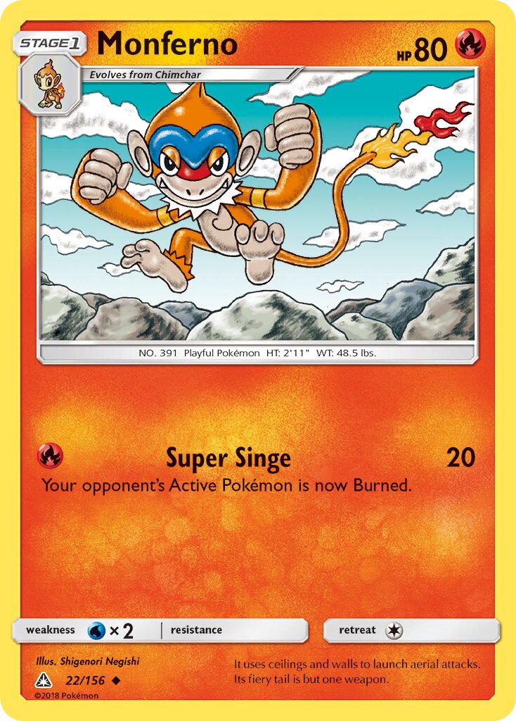 Monferno 022/156 — Ultra Prism (English Pokémon TCG card)