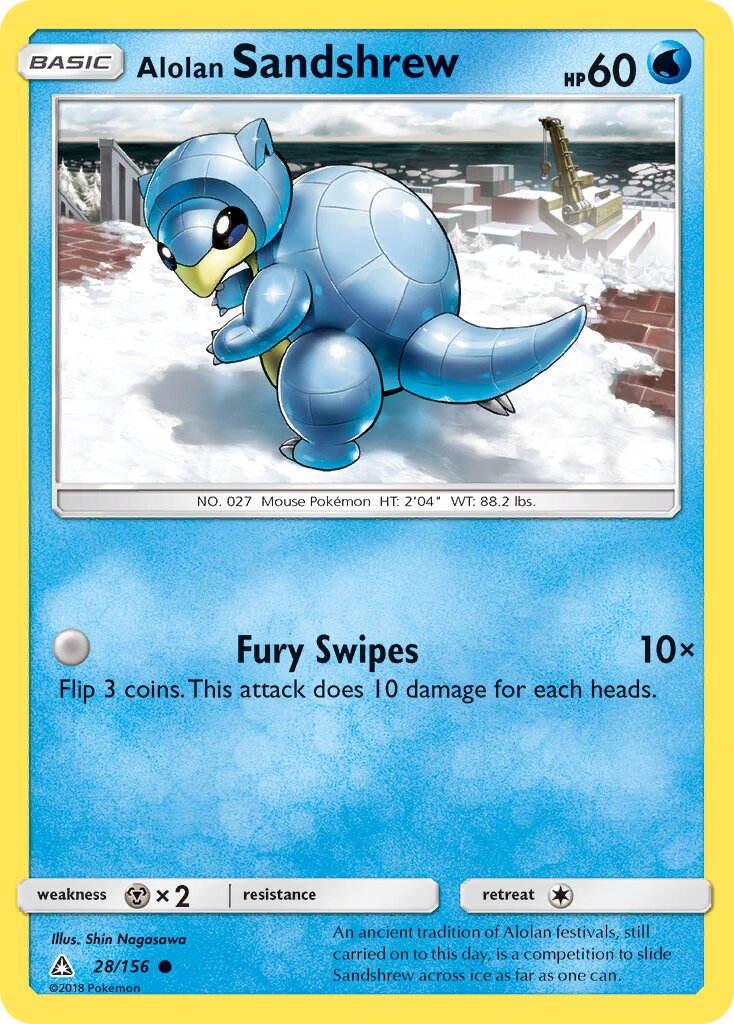 Alolan Sandshrew 028/156 — Ultra Prism (English Pokémon TCG card)