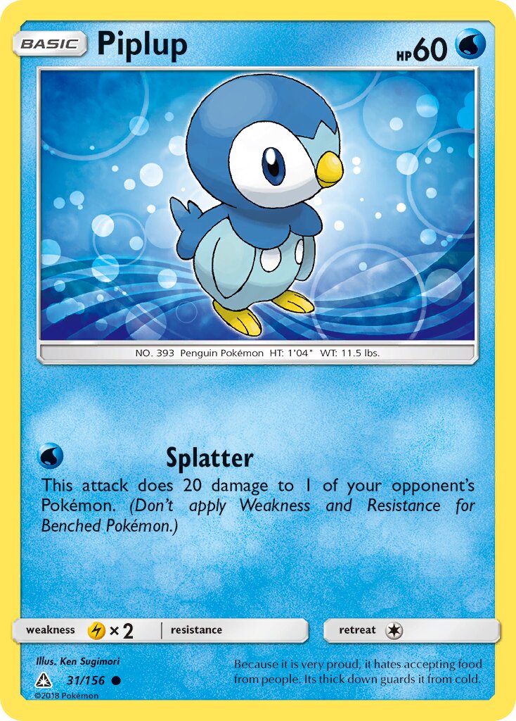 Piplup 031/156 — Ultra Prism (English Pokémon TCG card)