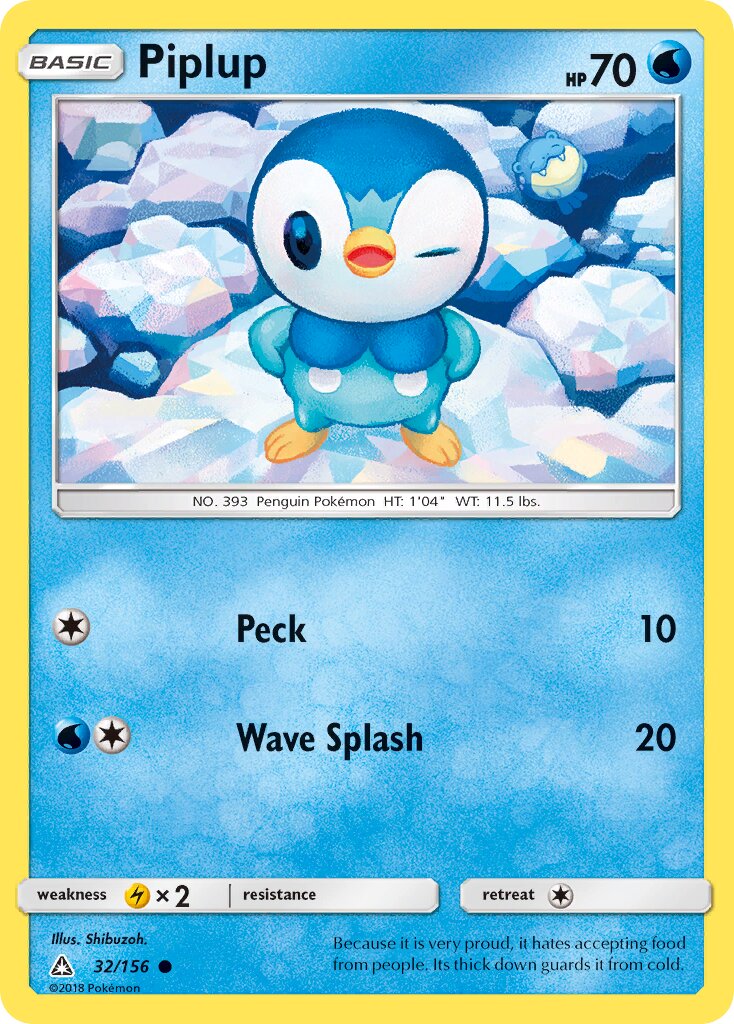 Piplup 032/156 — Ultra Prism (English Pokémon TCG card)