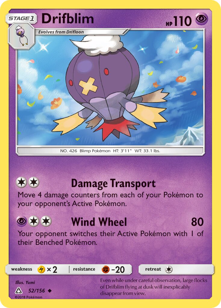 Drifblim 052/156 — Ultra Prism (English Pokémon TCG card)