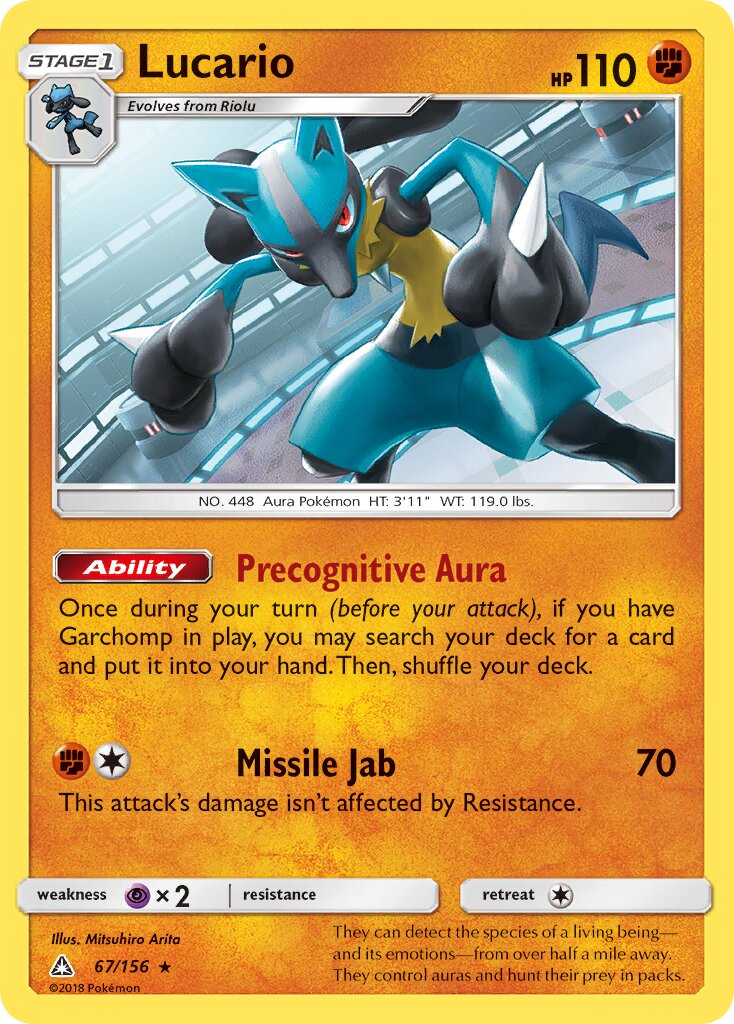 Lucario 067/156 — Ultra Prism (English Pokémon TCG card)