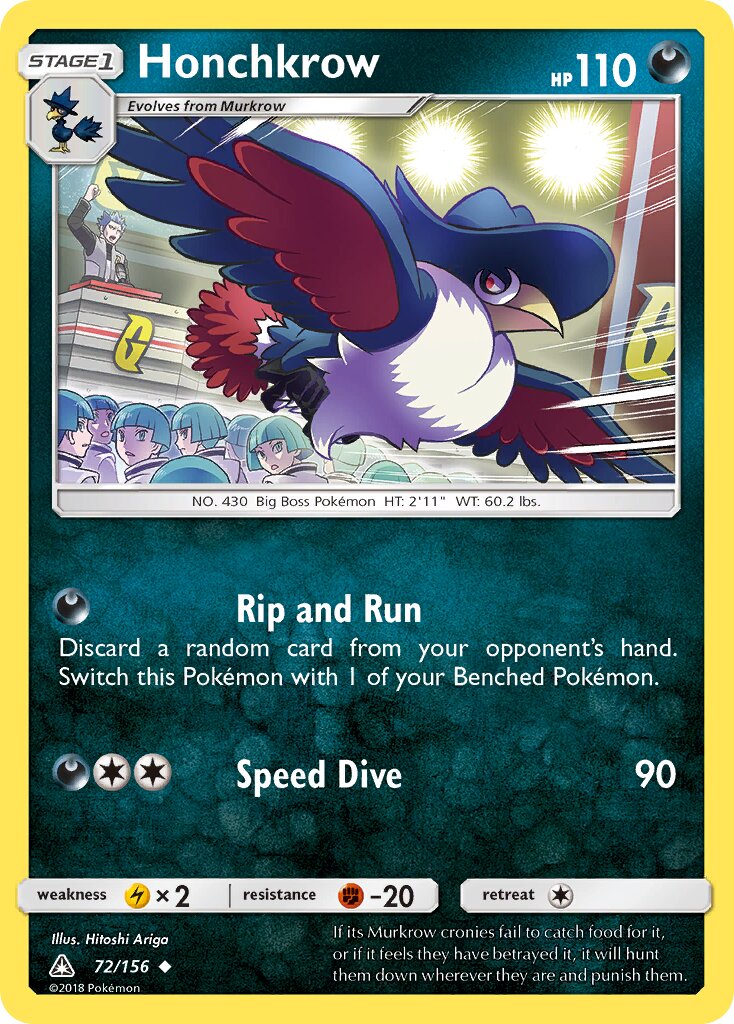Honchkrow 072/156 — Ultra Prism (English Pokémon TCG card)