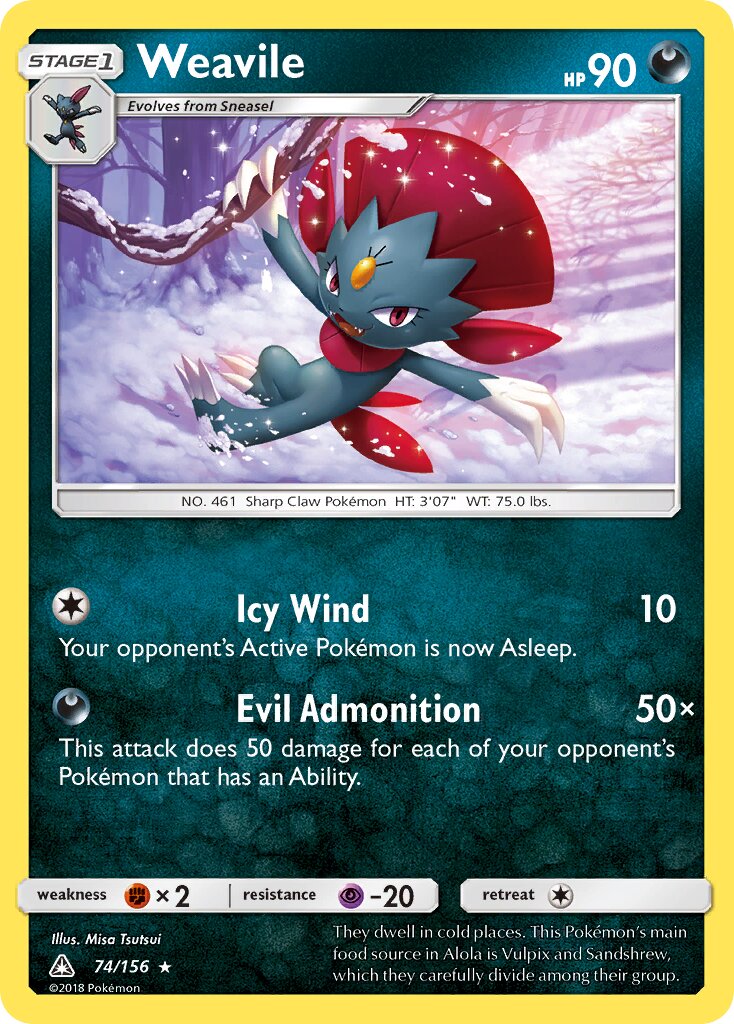 Weavile 074/156 — Ultra Prism (English Pokémon TCG card)