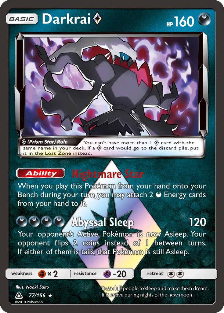 Darkrai ◇ 077/156 — Ultra Prism (English Pokémon TCG card)