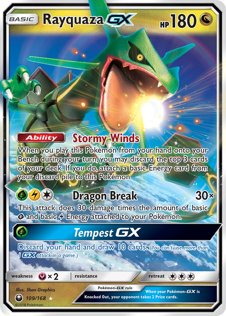 Rayquaza-GX 109 — Celestial Storm (English Pokémon TCG card)