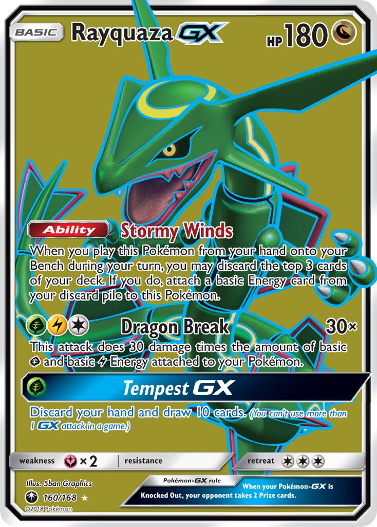 Rayquaza-GX 160 — Celestial Storm (English Pokémon TCG card)