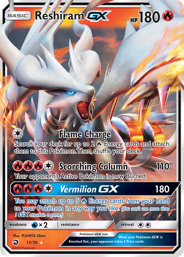 Reshiram-GX 011/70 — Dragon Majesty (English Pokémon TCG card)