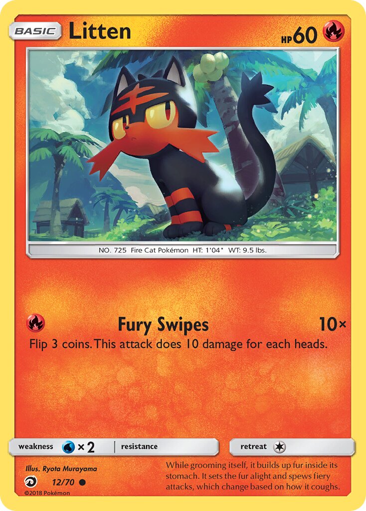 Litten 012/70 — Dragon Majesty (English Pokémon TCG card)