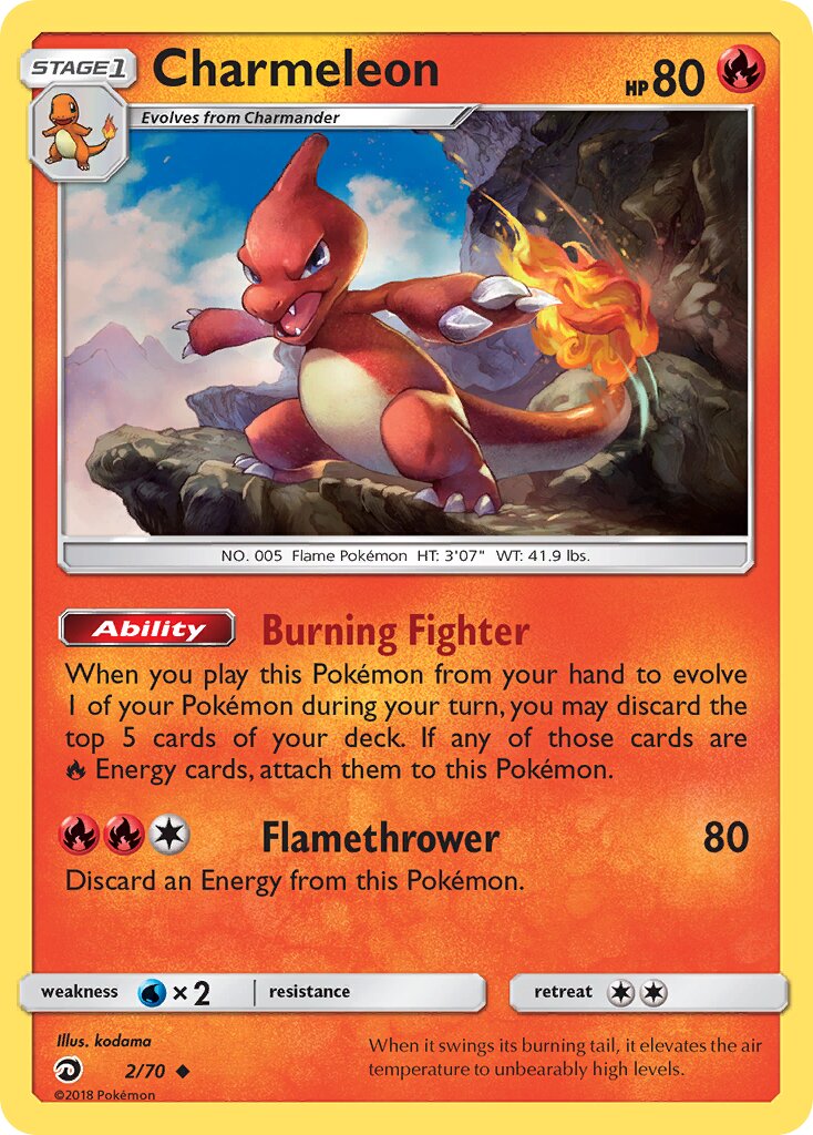 Charmeleon 002/70 — Dragon Majesty (English Pokémon TCG card)