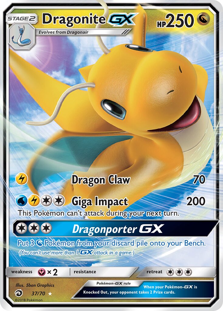 Dragonite-GX 037/70 — Dragon Majesty (English Pokémon TCG card)