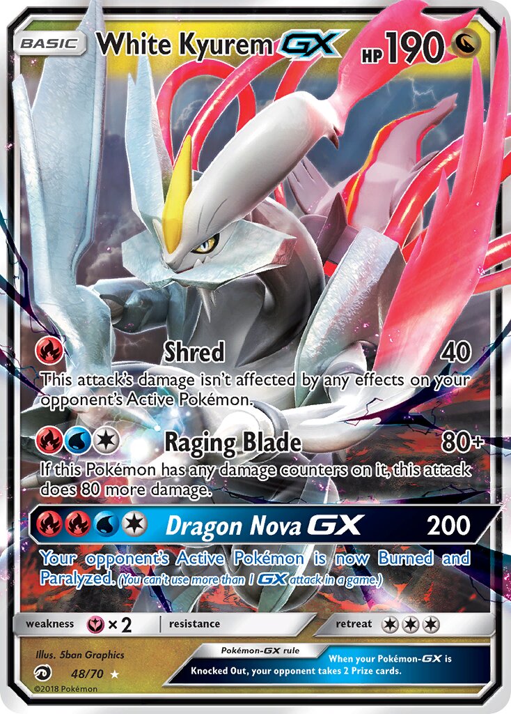 White Kyurem-GX 048/70 — Dragon Majesty (English Pokémon TCG card)