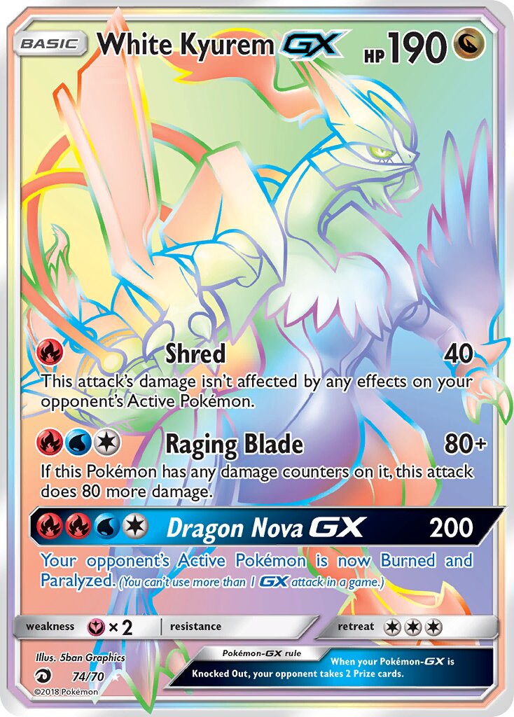 White Kyurem-GX 074/70 — Dragon Majesty (English Pokémon TCG card)