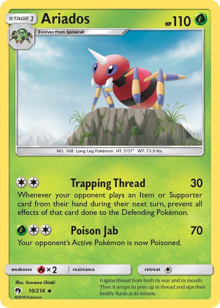Ariados 010/214 — Lost Thunder (English Pokémon TCG card)