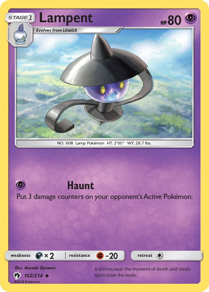 Lampent 102/214 — Lost Thunder (English Pokémon TCG card)