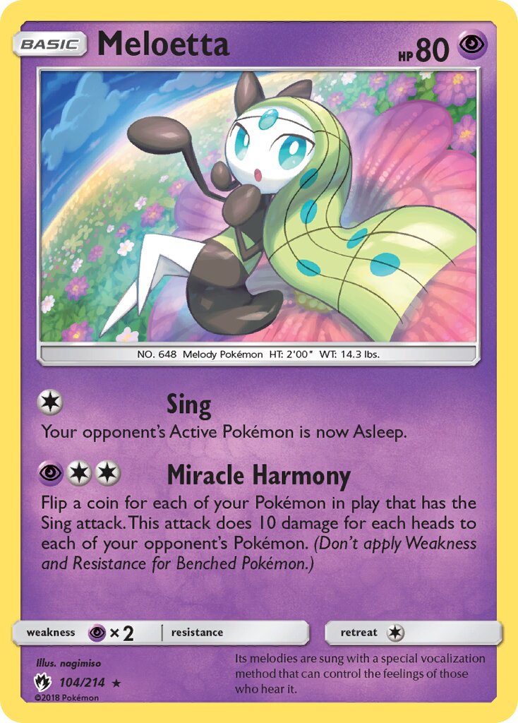 Meloetta 104/214 — Lost Thunder (English Pokémon TCG card)