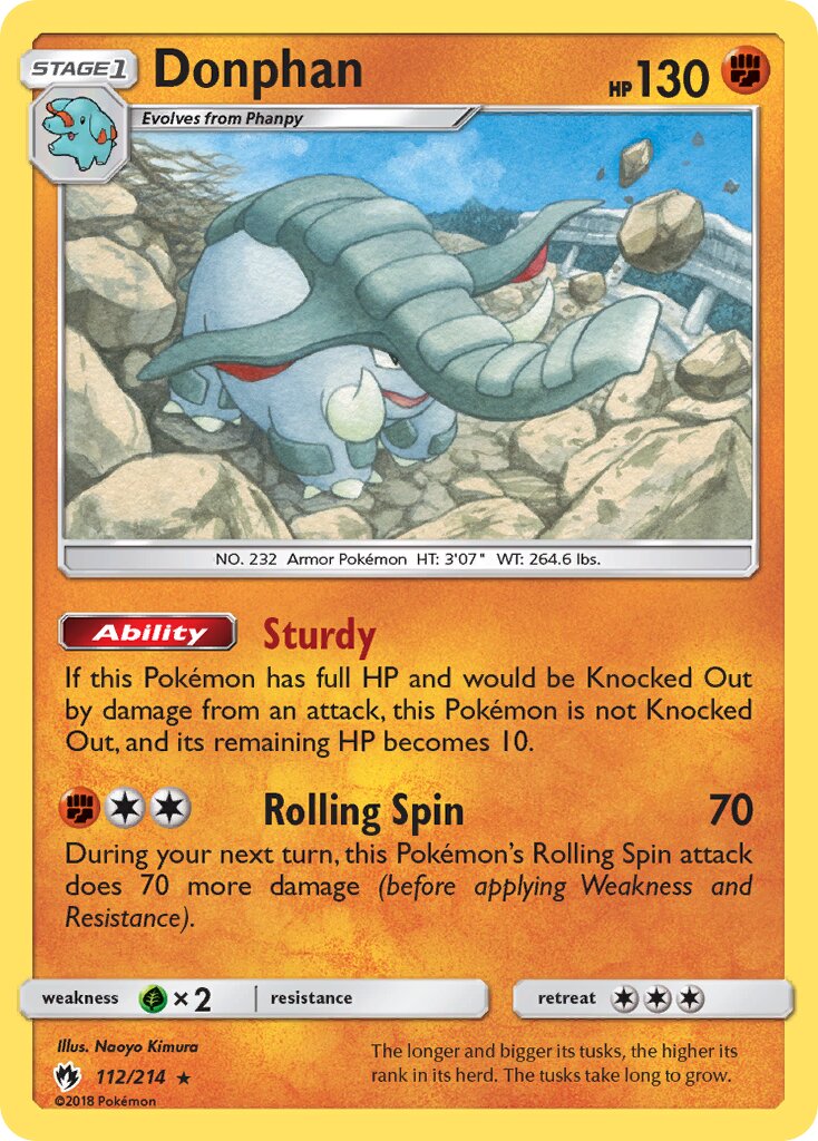 Donphan 112/214 — Lost Thunder (English Pokémon TCG card)