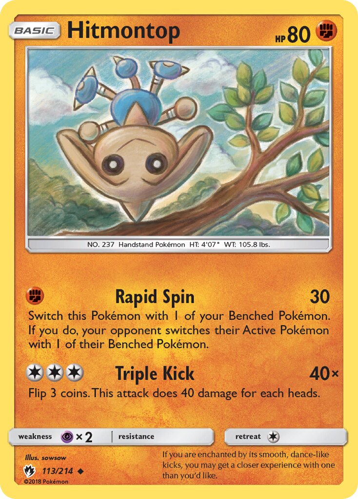 Hitmontop 113/214 — Lost Thunder (English Pokémon TCG card)