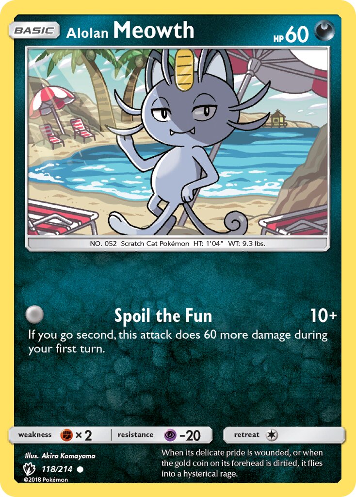 Alolan Meowth 118/214 — Lost Thunder (English Pokémon TCG card)