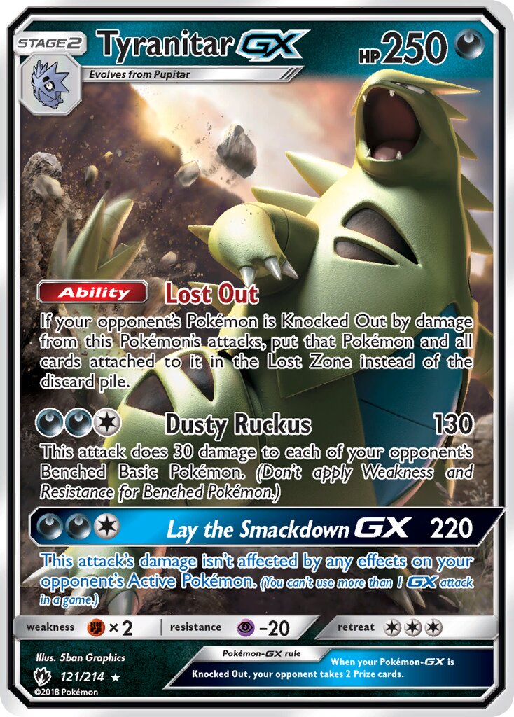 Tyranitar-GX 121/214 — Lost Thunder (English Pokémon TCG card)