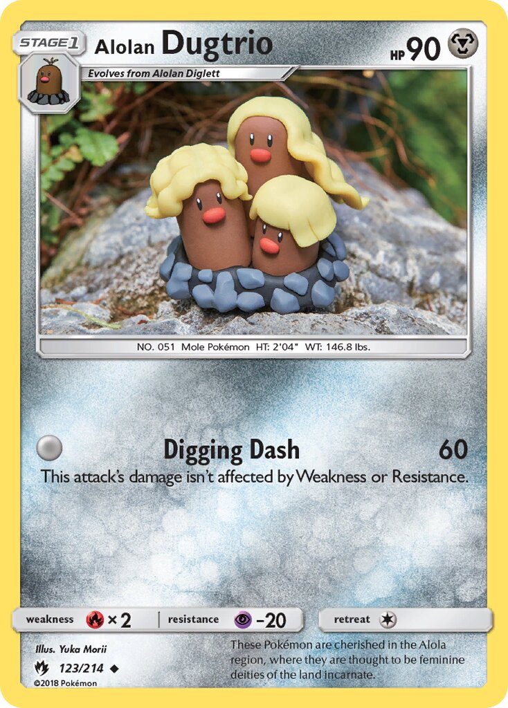 Alolan Dugtrio 123/214 — Lost Thunder (English Pokémon TCG card)