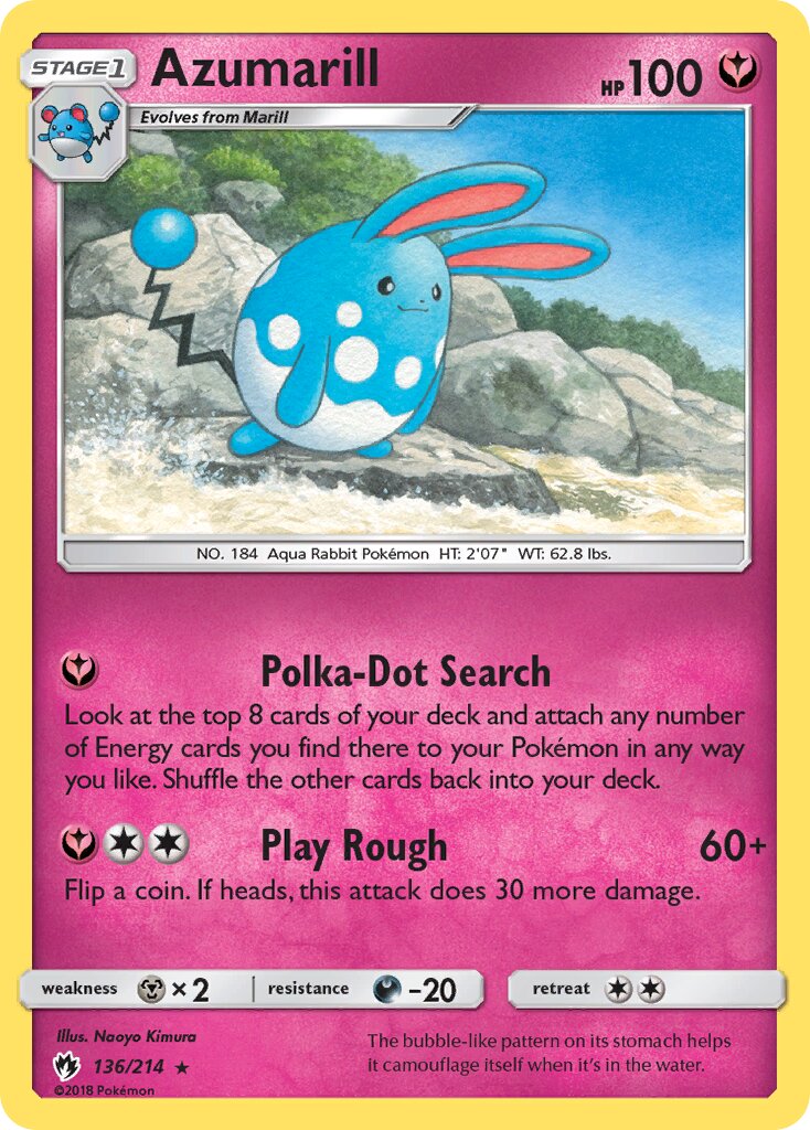 Azumarill 136/214 — Lost Thunder (English Pokémon TCG card)
