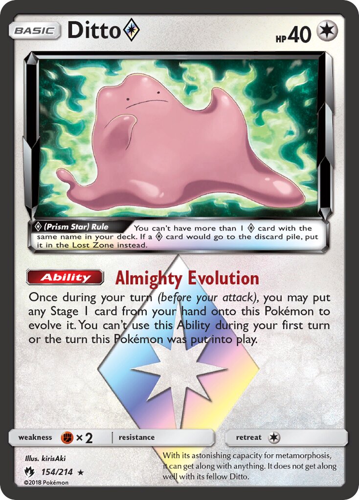 Ditto ◇ 154/214 — Lost Thunder (English Pokémon TCG card)