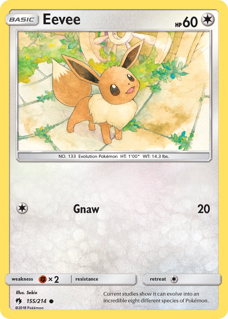 Eevee 155/214 — Lost Thunder (English Pokémon TCG card)