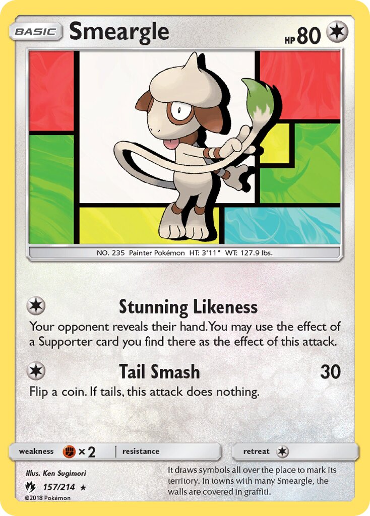 Smeargle 157/214 — Lost Thunder (English Pokémon TCG card)