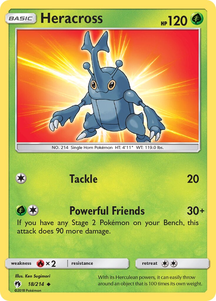 Heracross 018/214 — Lost Thunder (English Pokémon TCG card)