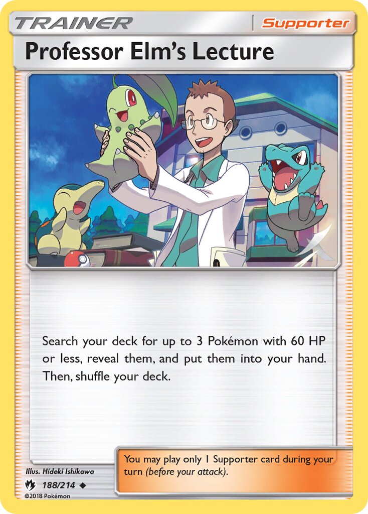 Professor Elm's Lecture 188/214 — Lost Thunder (English Pokémon TCG card)