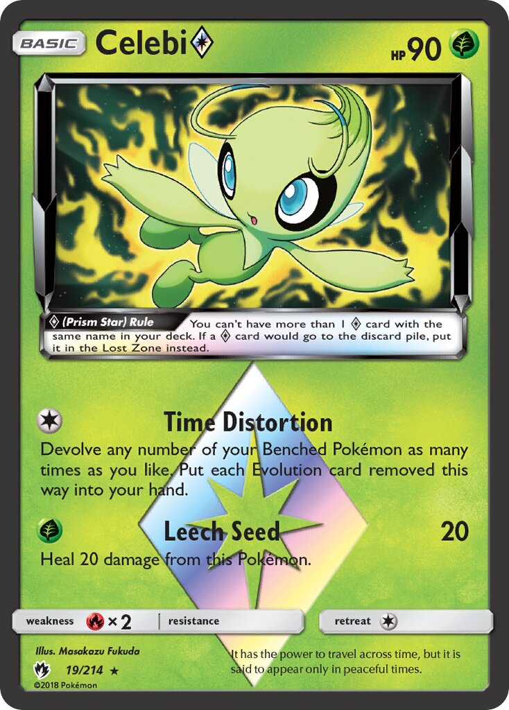 Celebi ◇ 019/214 — Lost Thunder (English Pokémon TCG card)