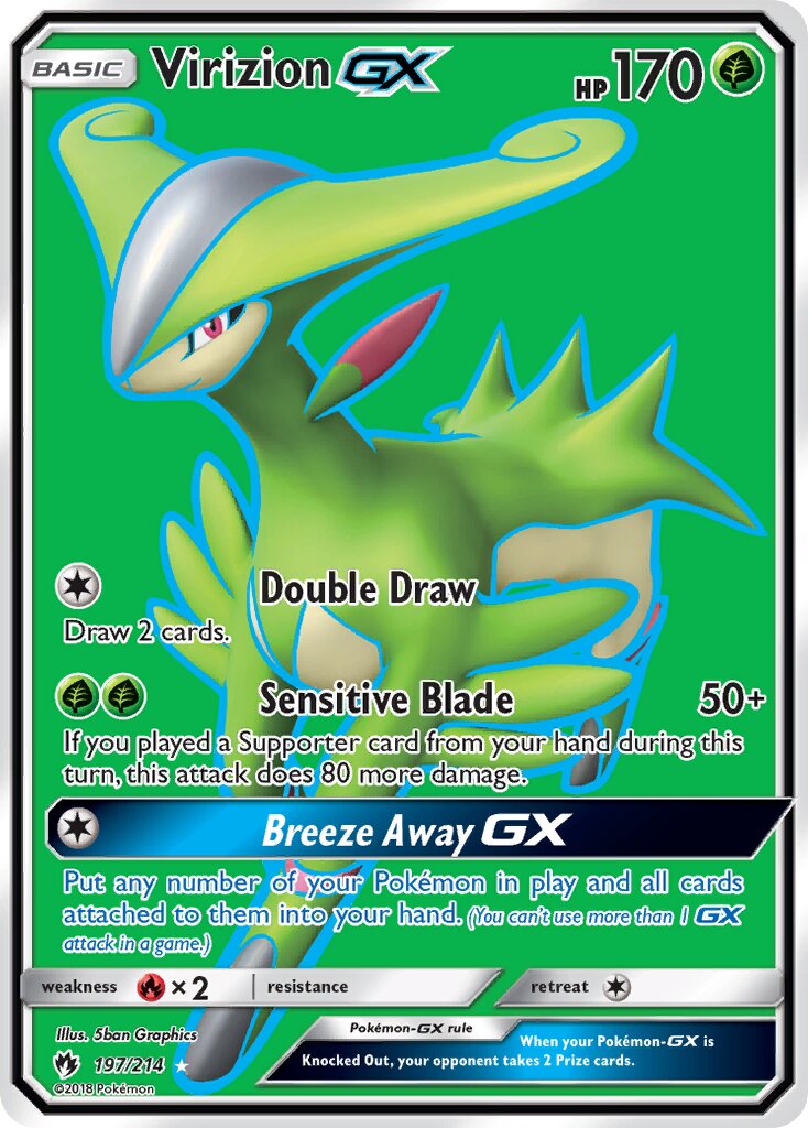 Virizion-GX 197/214 — Lost Thunder (English Pokémon TCG card)