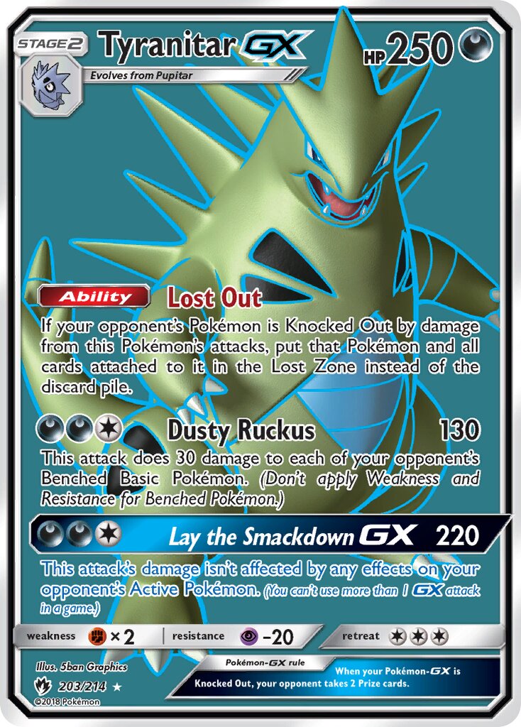Tyranitar-GX 203/214 — Lost Thunder (English Pokémon TCG card)