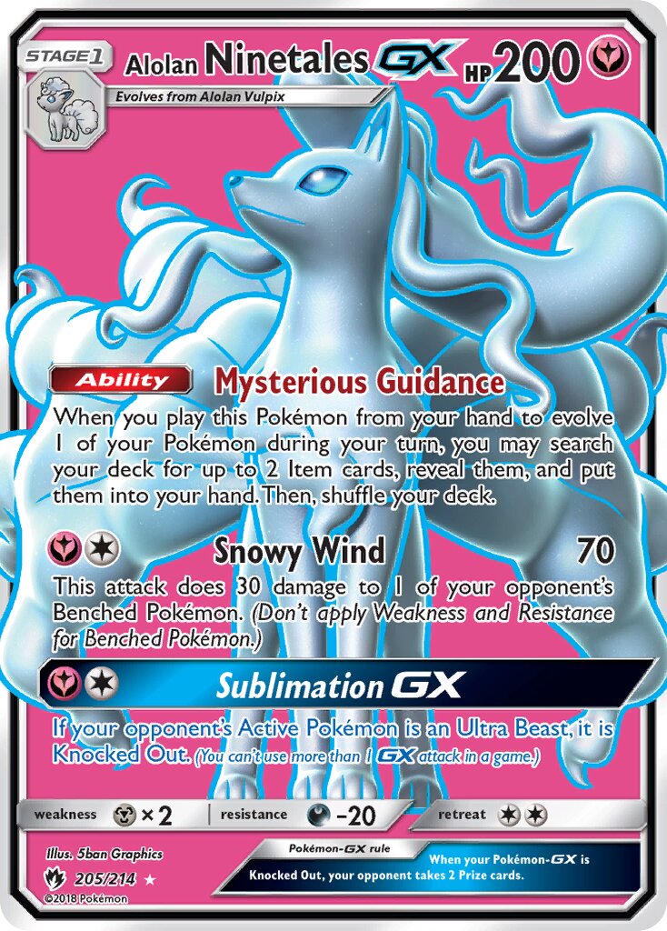 Alolan Ninetales-GX 205/214 — Lost Thunder (English Pokémon TCG card)