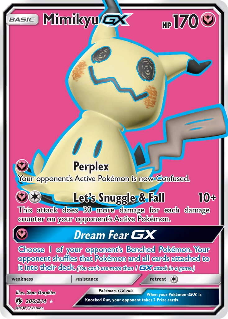 Mimikyu-GX 206/214 — Lost Thunder (English Pokémon TCG card)