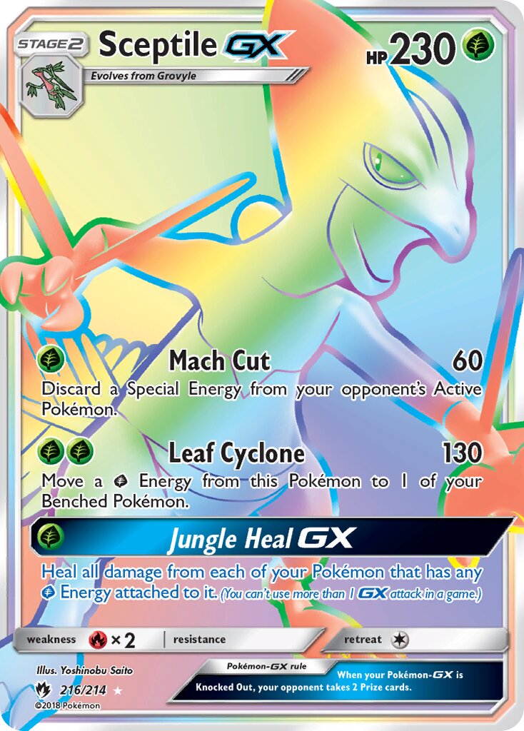 Sceptile-GX 216/214 — Lost Thunder (English Pokémon TCG card)