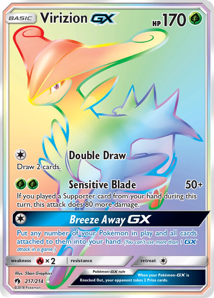 Virizion-GX 217/214 — Lost Thunder (English Pokémon TCG card)