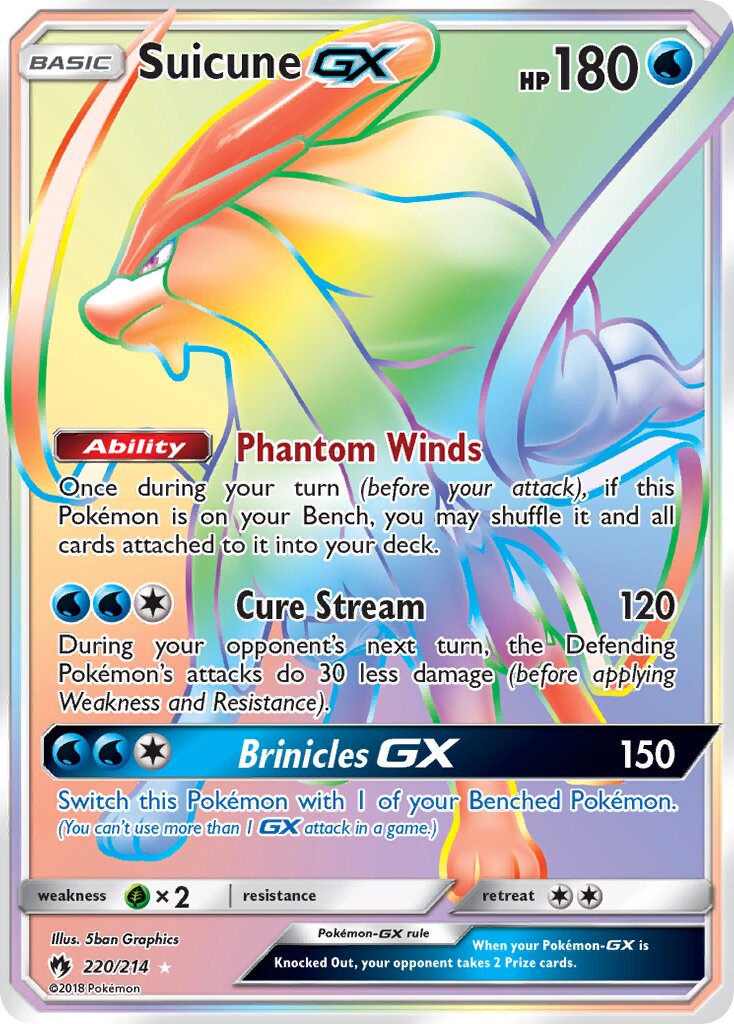 Suicune-GX 220/214 — Lost Thunder (English Pokémon TCG card)