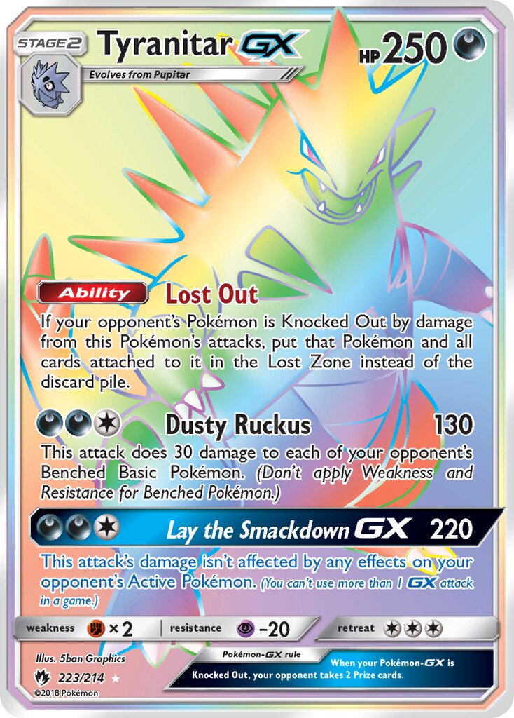 Tyranitar-GX 223/214 — Lost Thunder (English Pokémon TCG card)